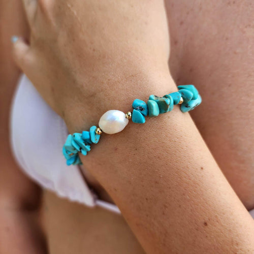 READY TO SHIP Freshwater Pearl & Turquoise Bracelet - FJD$ - Adorn Pacific - All Products