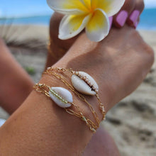 Load image into Gallery viewer, CHOOSE A COLOUR Cowrie Shell &amp; Glass Bead Double Chain Bracelet in 14k Gold Fill - FJD$ - Adorn Pacific - All Products
