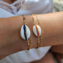 Load image into Gallery viewer, CHOOSE A COLOUR Cowrie Shell &amp; Glass Bead Double Chain Bracelet in 14k Gold Fill - FJD$ - Adorn Pacific - All Products
