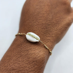 CHOOSE A COLOUR Cowrie Shell & Glass Bead Single Chain Bracelet in 14k Gold Fill - FJD$ - Adorn Pacific - Bracelets