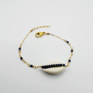 CHOOSE A COLOUR Cowrie Shell & Glass Bead Single Chain Bracelet in 14k Gold Fill - FJD$ - Adorn Pacific - Bracelets