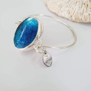 CONTACT US TO RECREATE THIS SOLD OUT STYLE Adorn Pacific x Hot Glass Blue Bezel Set Bangle - 925 Sterling Silver FJD$ - Adorn Pacific - Bracelets