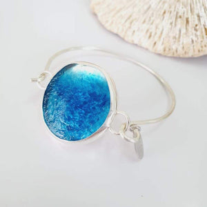 CONTACT US TO RECREATE THIS SOLD OUT STYLE Adorn Pacific x Hot Glass Blue Bezel Set Bangle - 925 Sterling Silver FJD$ - Adorn Pacific - Bracelets