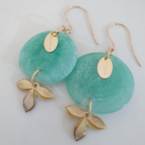 CONTACT US TO RECREATE THIS SOLD OUT STYLE Adorn Pacific x Hot Glass Carved Flower Shell Earrings in 14k Gold Filled - FJD$ - Adorn Pacific - Earrings