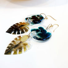 Load image into Gallery viewer, CONTACT US TO RECREATE THIS SOLD OUT STYLE Adorn Pacific x Hot Glass Monstera Carved Oyster Shell Earrings - 925 Sterling Silver or 14k Gold Filled FJD$ - Adorn Pacific - Earrings
