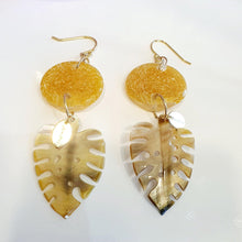 Load image into Gallery viewer, CONTACT US TO RECREATE THIS SOLD OUT STYLE Adorn Pacific x Hot Glass Monstera Carved Oyster Shell Earrings - 925 Sterling Silver or 14k Gold Filled FJD$ - Adorn Pacific - Earrings
