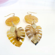 Load image into Gallery viewer, CONTACT US TO RECREATE THIS SOLD OUT STYLE Adorn Pacific x Hot Glass Monstera Carved Oyster Shell Earrings - 925 Sterling Silver or 14k Gold Filled FJD$ - Adorn Pacific - Earrings
