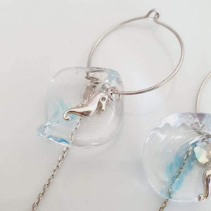 CONTACT US TO RECREATE THIS SOLD OUT STYLE Adorn Pacific x Hot Glass Seahorse Swirl Hoop Earrings with Chain Detail in 925 Sterling Silver - FJD$ - Adorn Pacific - 