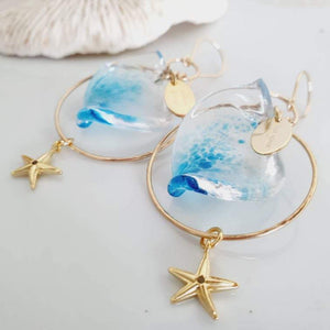 CONTACT US TO RECREATE THIS SOLD OUT STYLE Adorn Pacific x Hot Glass Starfish Wave Hoop Earrings in 925 Sterling Silver or 14k Gold Fill - FJD$ - Adorn Pacific - 