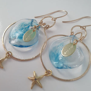 CONTACT US TO RECREATE THIS SOLD OUT STYLE Adorn Pacific x Hot Glass Starfish Wave Hoop Earrings in 925 Sterling Silver or 14k Gold Fill - FJD$ - Adorn Pacific - 