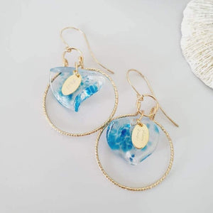CONTACT US TO RECREATE THIS SOLD OUT STYLE Adorn Pacific x Hot Glass Wave Hoop Earrings with Sparkle 14k Gold Fill - FJD$ - Adorn Pacific - Earrings