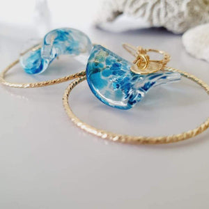 CONTACT US TO RECREATE THIS SOLD OUT STYLE Adorn Pacific x Hot Glass Wave Hoop Earrings with Sparkle 14k Gold Fill - FJD$ - Adorn Pacific - Earrings