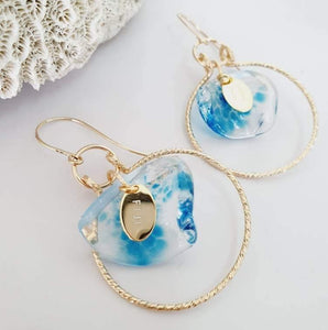 CONTACT US TO RECREATE THIS SOLD OUT STYLE Adorn Pacific x Hot Glass Wave Hoop Earrings with Sparkle 14k Gold Fill - FJD$ - Adorn Pacific - Earrings