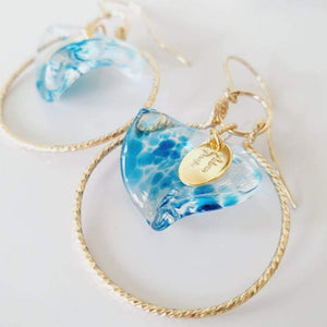 CONTACT US TO RECREATE THIS SOLD OUT STYLE Adorn Pacific x Hot Glass Wave Hoop Earrings with Sparkle 14k Gold Fill - FJD$ - Adorn Pacific - Earrings