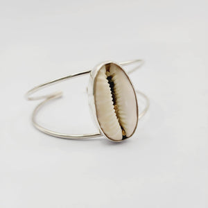 CONTACT US TO RECREATE THIS SOLD OUT STYLE Bezel Set  Cowrie Shell Bangle - 925 Sterling Silver FJD$ - Adorn Pacific - Bracelets