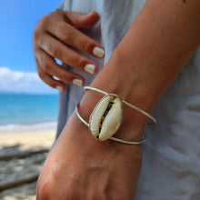 Load image into Gallery viewer, CONTACT US TO RECREATE THIS SOLD OUT STYLE Bezel Set  Cowrie Shell Bangle - 925 Sterling Silver FJD$ - Adorn Pacific - Bracelets
