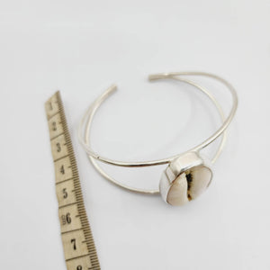 CONTACT US TO RECREATE THIS SOLD OUT STYLE Bezel Set  Cowrie Shell Bangle - 925 Sterling Silver FJD$ - Adorn Pacific - Bracelets