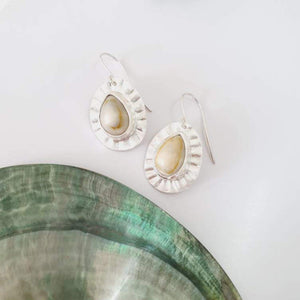 CONTACT US TO RECREATE THIS SOLD OUT STYLE Bezel Set Cowrie Shell Sunray Earrings - 925 Sterling Silver FJD$ - Adorn Pacific - Earrings