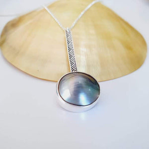 CONTACT US TO RECREATE THIS SOLD OUT STYLE Bezel set Mabe Pearl Necklace with Pasifika detail- 925 Sterling Silver FJD$ - Adorn Pacific - Necklaces