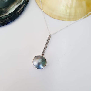 CONTACT US TO RECREATE THIS SOLD OUT STYLE Bezel set Mabe Pearl Necklace with Pasifika detail- 925 Sterling Silver FJD$ - Adorn Pacific - Necklaces