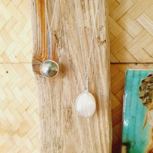 CONTACT US TO RECREATE THIS SOLD OUT STYLE Bezel set Mabe Pearl Necklace with Pasifika detail- 925 Sterling Silver FJD$ - Adorn Pacific - Necklaces