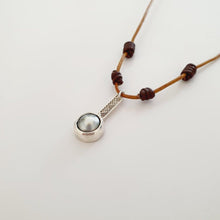 Load image into Gallery viewer, CONTACT US TO RECREATE THIS SOLD OUT STYLE Bezel set Pearl Necklace with Pasifika detail- Genuine Leather FJD$ - Adorn Pacific - Necklaces
