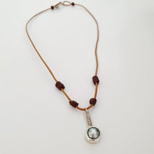 Load image into Gallery viewer, CONTACT US TO RECREATE THIS SOLD OUT STYLE Bezel set Pearl Necklace with Pasifika detail- Genuine Leather FJD$ - Adorn Pacific - Necklaces
