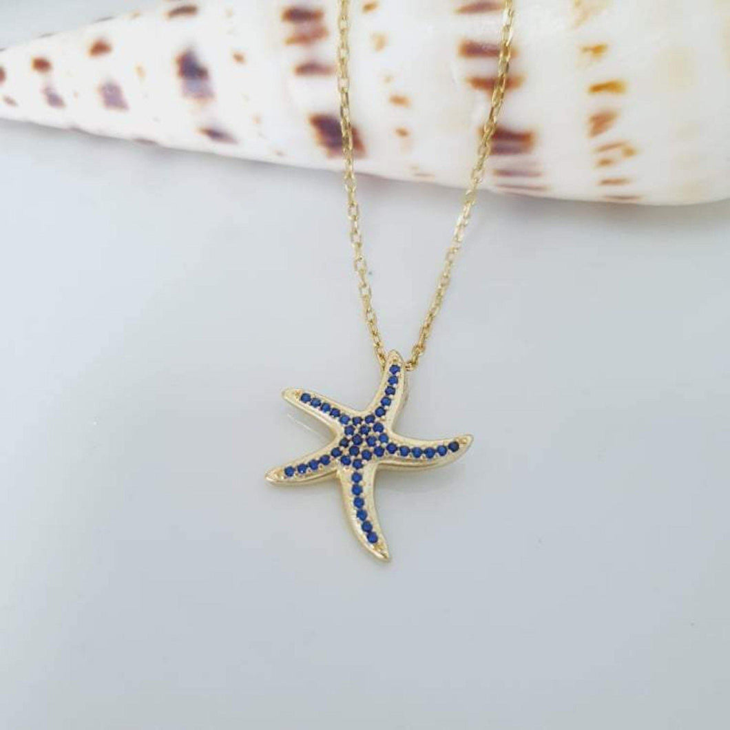 CONTACT US TO RECREATE THIS SOLD OUT STYLE Blue Starfish Necklace - 18k Gold Vermeil $FJD - Adorn Pacific - Necklaces