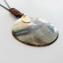 Load image into Gallery viewer, CONTACT US TO RECREATE THIS SOLD OUT STYLE Carved Oyster Shell Disc Earrings and Necklace Set - Brown Wax Cord &amp; 14k Gold Fill FJD$ - Adorn Pacific - Jewelry Sets
