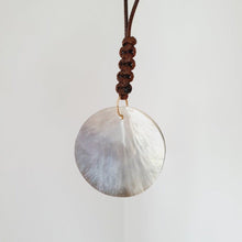 Load image into Gallery viewer, CONTACT US TO RECREATE THIS SOLD OUT STYLE Carved Oyster Shell Disc Necklace - Brown Wax Cord FJD$ - Adorn Pacific - Necklaces
