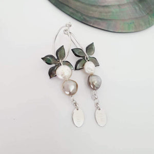 CONTACT US TO RECREATE THIS SOLD OUT STYLE Carved Oyster Shell Earrings with Fiji Pearls - 925 Sterling Silver or 14k Gold Filled FJD$ - Adorn Pacific - Earrings