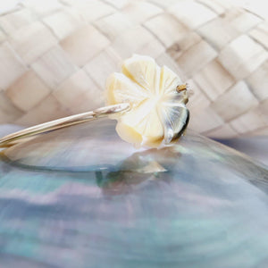 CONTACT US TO RECREATE THIS SOLD OUT STYLE Carved Oyster Shell Hibiscus Bangle - 14k Gold Filled FJD$ - Adorn Pacific - Bracelets