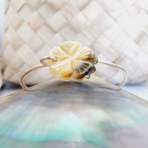 CONTACT US TO RECREATE THIS SOLD OUT STYLE Carved Oyster Shell Hibiscus Bangle - 14k Gold Filled FJD$ - Adorn Pacific - Bracelets