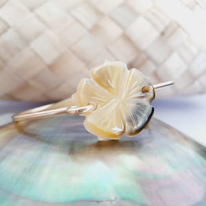CONTACT US TO RECREATE THIS SOLD OUT STYLE Carved Oyster Shell Hibiscus Bangle - 14k Gold Filled FJD$ - Adorn Pacific - Bracelets