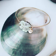 Load image into Gallery viewer, CONTACT US TO RECREATE THIS SOLD OUT STYLE Carved Oyster Shell Hibiscus Bangle - 14k Gold Filled FJD$ - Adorn Pacific - Bracelets

