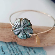 Load image into Gallery viewer, CONTACT US TO RECREATE THIS SOLD OUT STYLE Carved Oyster Shell Hibiscus Bangle - 14k Gold Filled FJD$ - Adorn Pacific - Bracelets
