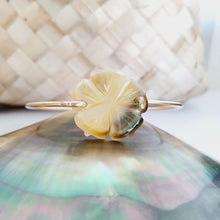 Load image into Gallery viewer, CONTACT US TO RECREATE THIS SOLD OUT STYLE Carved Oyster Shell Hibiscus Bangle - 14k Gold Filled FJD$ - Adorn Pacific - Bracelets
