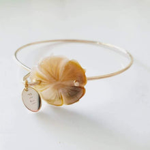 Load image into Gallery viewer, CONTACT US TO RECREATE THIS SOLD OUT STYLE Carved Oyster Shell Hibiscus Bangle - 14k Gold Filled FJD$ - Adorn Pacific - Bracelets
