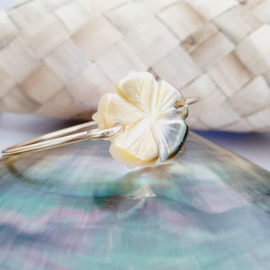 CONTACT US TO RECREATE THIS SOLD OUT STYLE Carved Oyster Shell Hibiscus Bangle - 14k Gold Filled FJD$ - Adorn Pacific - Bracelets