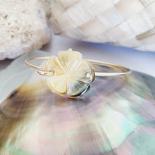 Load image into Gallery viewer, CONTACT US TO RECREATE THIS SOLD OUT STYLE Carved Oyster Shell Hibiscus Bangle - 14k Gold Filled FJD$ - Adorn Pacific - Bracelets
