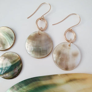 CONTACT US TO RECREATE THIS SOLD OUT STYLE Carved Round Mother of Pearl Shell Earrings - 14k Gold Filled FJD$ - Adorn Pacific - Earrings