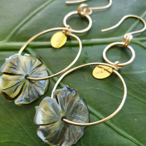 CONTACT US TO RECREATE THIS SOLD OUT STYLE Carved Shell Hibiscus Flower Earrings - 925 Sterling Silver FJD$ - Adorn Pacific - Earrings