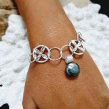 Load image into Gallery viewer, CONTACT US TO RECREATE THIS SOLD OUT STYLE Chunky Bracelet with Frangipani details &amp; Fiji Saltwater Pearl in 925 Sterling Silver - FJD$ - Adorn Pacific - Bracelets
