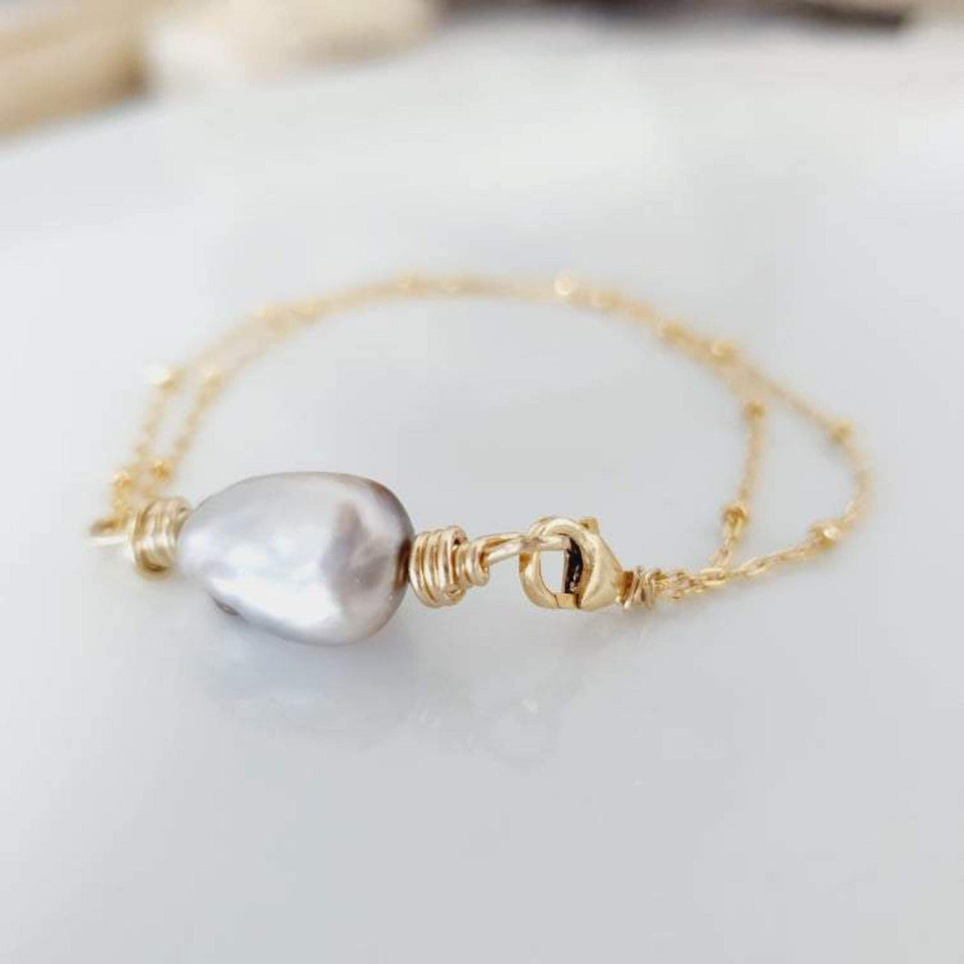 CONTACT US TO RECREATE THIS SOLD OUT STYLE Civa Fiji Baroque Saltwater Pearl Fine Gold Bracelet - choose your pearl & chain style - FJD$ - Adorn Pacific - Bracelets