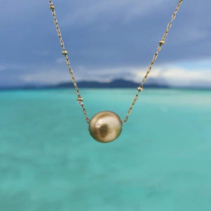 CONTACT US TO RECREATE THIS SOLD OUT STYLE Civa Fiji Circled Saltwater Pearl Fine Gold Necklace - choose your pearl & chain style - FJD$ - Adorn Pacific - Necklaces