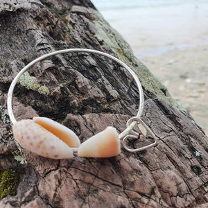 CONTACT US TO RECREATE THIS SOLD OUT STYLE Custom Heart & Fiji Shell Bangle - 925 Sterling Silver FJD$ - Adorn Pacific - Bracelets