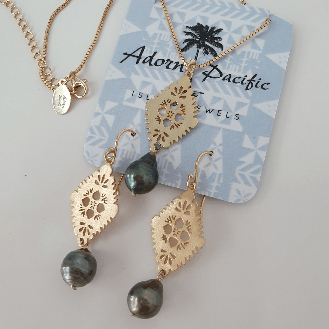 CONTACT US TO RECREATE THIS SOLD OUT STYLE Diamond Masi & Fiji Saltwater Pearls - in Gold FJD$ - Adorn Pacific - Jewelry Sets