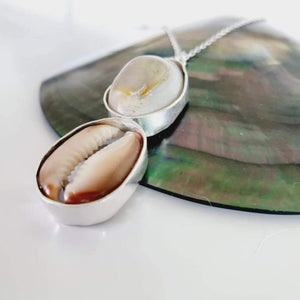 CONTACT US TO RECREATE THIS SOLD OUT STYLE Double Cowrie Shell Bezel Set Necklace - 925 Sterling Silver FJD$ - Adorn Pacific - Necklaces