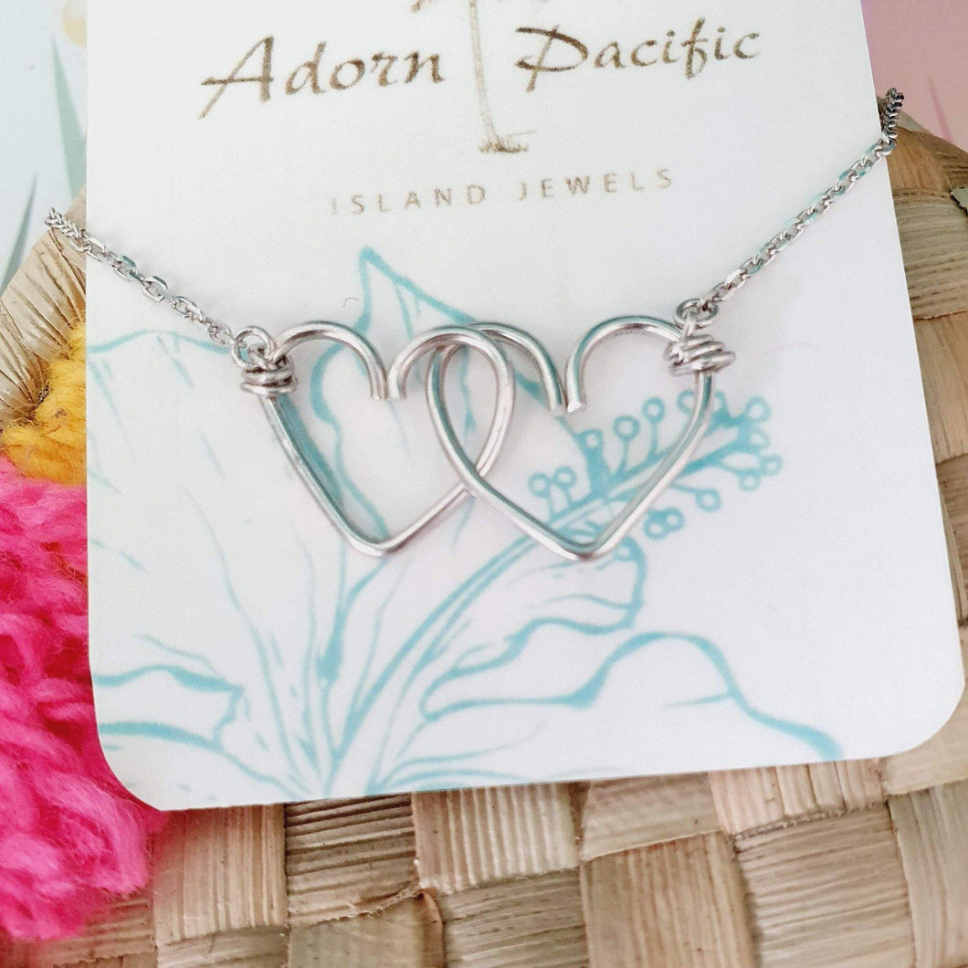 CONTACT US TO RECREATE THIS SOLD OUT STYLE Double Heart Necklace - 925 Sterling Silver FJD$ - Adorn Pacific - Necklaces