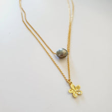 Load image into Gallery viewer, CONTACT US TO RECREATE THIS SOLD OUT STYLE Double Layer Necklace with Fiji Saltwater Pearl &amp; charm - 14k Gold Filled or 925 Sterling Silver FJD$ - Adorn Pacific - Necklaces
